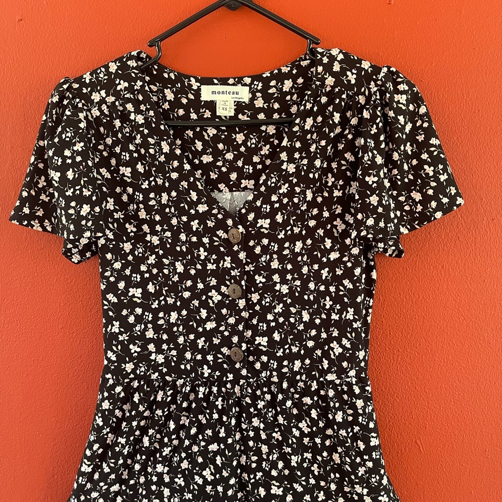 Monteau Floral Black Dress
